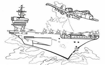 航空母舰简笔画霸气展现威武风采，航空母舰简笔画，威武风采霸气展现