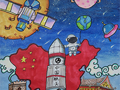 探索航空航天绘画作品，艺术与科技的完美结合，航空航天绘画，艺术与科技的绝美融合之作